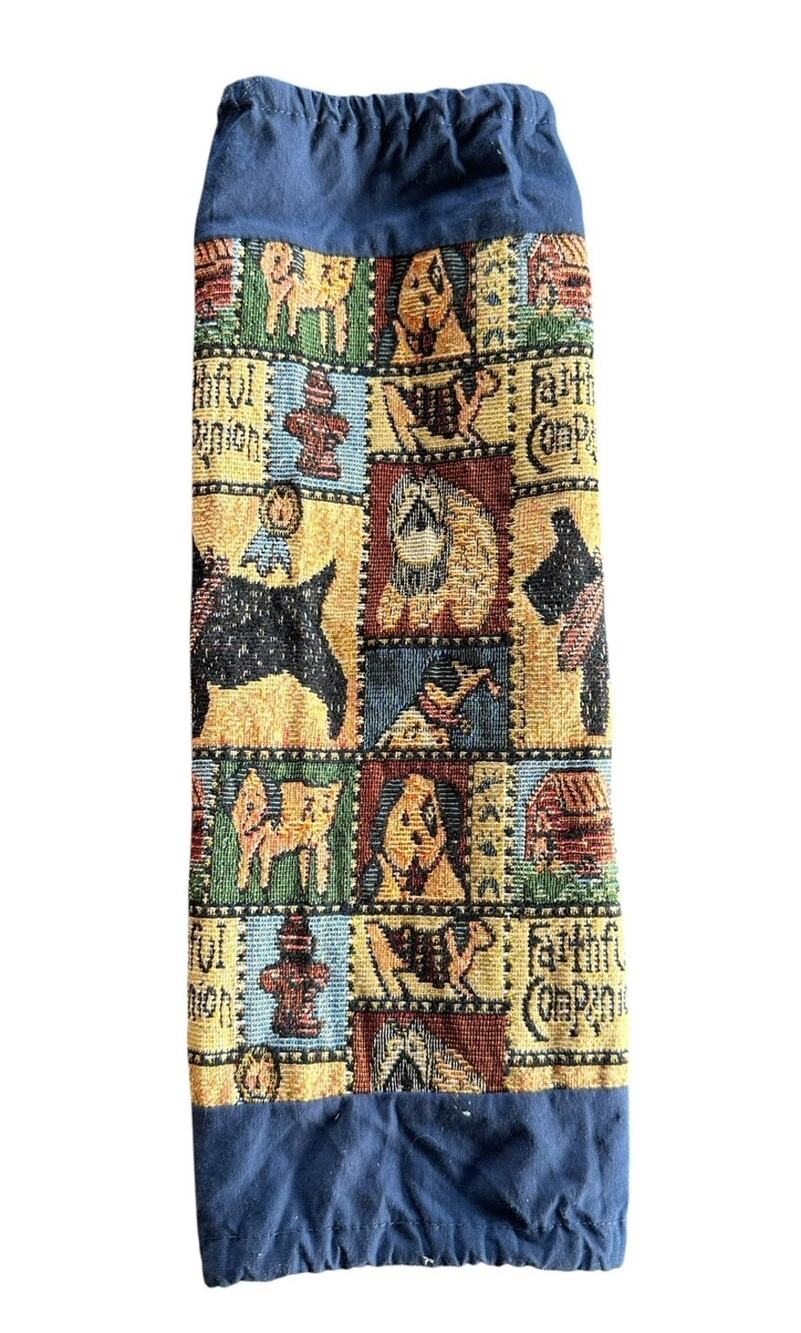 VTG Tapestry Plastic Bag Holder Tote Bag "Faithful Companion" Scotty Dog Print